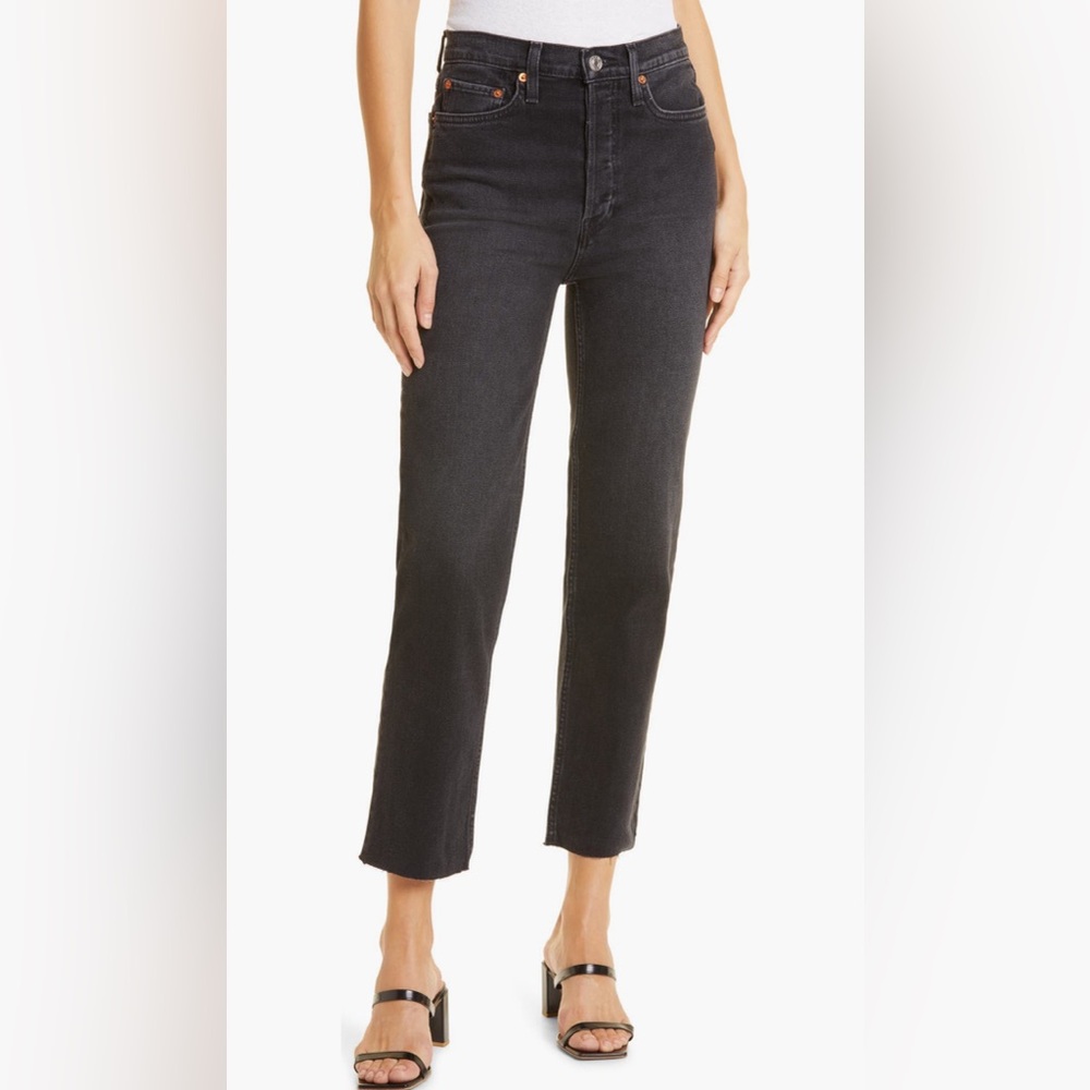 Re/Done Black Straight Leg Jeans